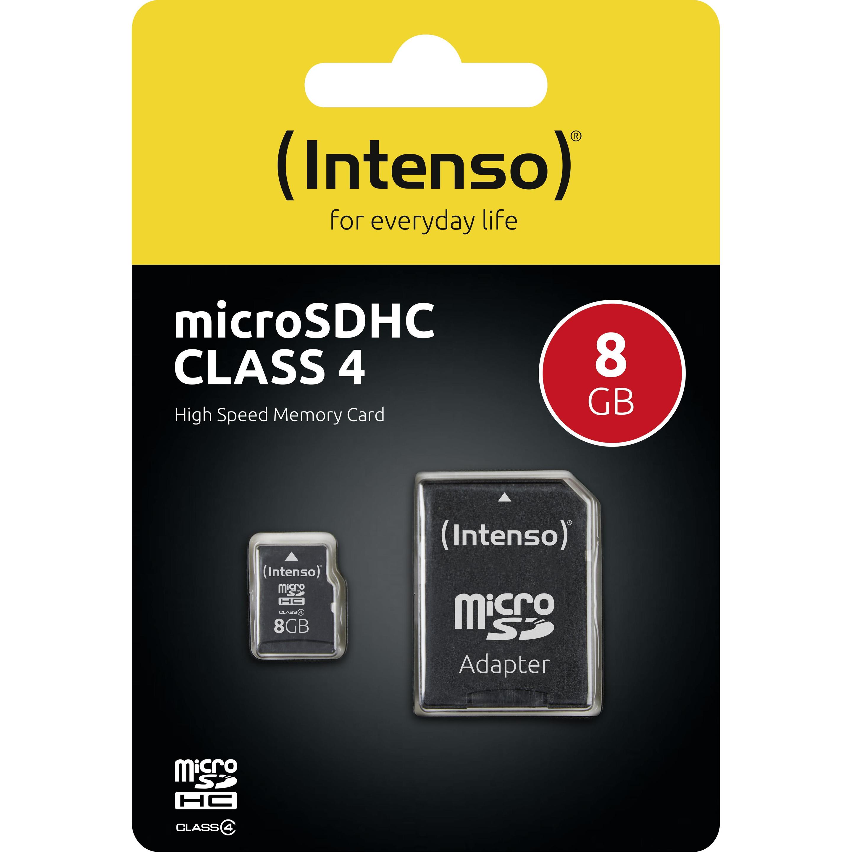 Intenso microSD Karte Class 4 (8 GB, microSDHC), Speicherkarte, Schwarz