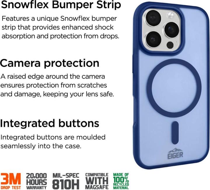 Immagine prodotto Eiger 3m Ultra-Protection Magsafe-Case GRS Blizzard Magsafe Case GRS Navy (Apple iPhone 16 Pro)