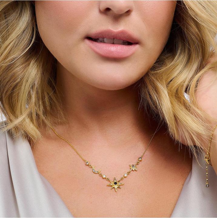 Produktbild Thomas Sabo Halskette Royalty Stern & Mond Gold (925er Silber, Vergoldet, Mit Stein(en), 40 - 45 cm)