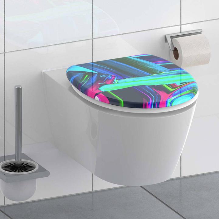 Actual product image Schütte Duroplast toilet seat NEON PAINT soft-close mechanism 82191 Graphic