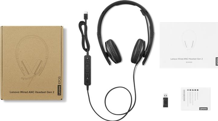 Actual product image Lenovo Wired Anc Headset Gen 2 Uc (Cable, USB-C)