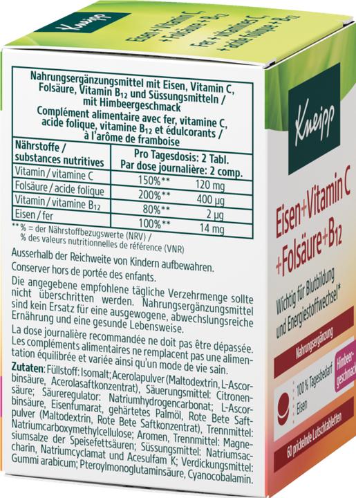 Valeurs nutritives et ingrédients Kneipp Multivitamines (60 pcs, Cachets)