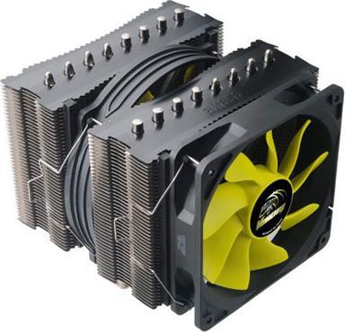 Actual product image Akasa Venom Medusa, 8 heatpipes, dual Viper S-FLOW 14cm fans, twin tower heatsink