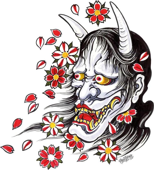 Actual product image Miami Ink Hannya mask (74 x 80 cm)
