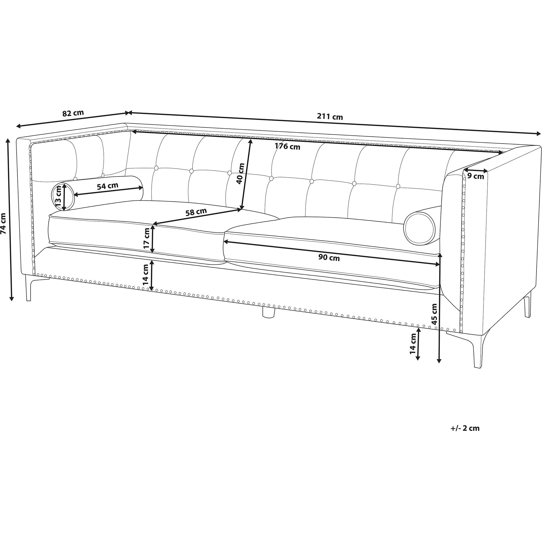 Thumbnail - Beliani, Sofa, Avaldsenes (3-Sitzer)