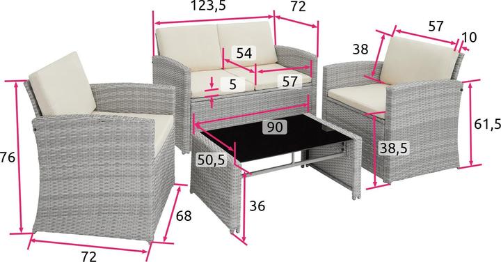 Actual product image tectake Rattan garden furniture lounge Lucca, variant 2