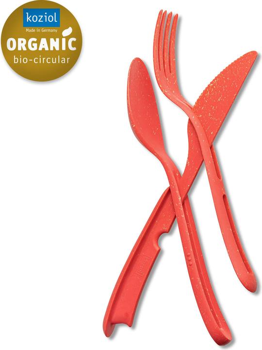 Actual product image Koziol Cutlery set to go Klikk 3 pieces, Red (3 Piece, Cutlery set)