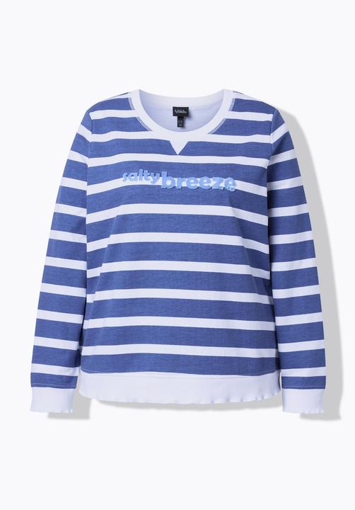 Produktbild Ulla Popken Sweatshirt, Ringel, Schriftzug, Rundhals, Langarm (62)