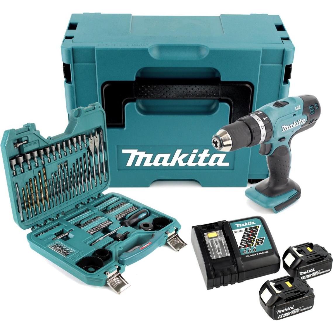 Thumbnail - Makita, Bohrmaschine + Akkuschrauber, DHP 453 RTJ Akku Schlagbohrschrauber 18V 42Nm im Makpac + 2x 5,0 Ah Akku + Ladeger...