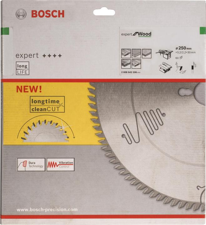 Produktbild Bosch Professional Zubehör Kreissägeblatt Expert for Wood, 250 x 30 x 3,2 mm, 60