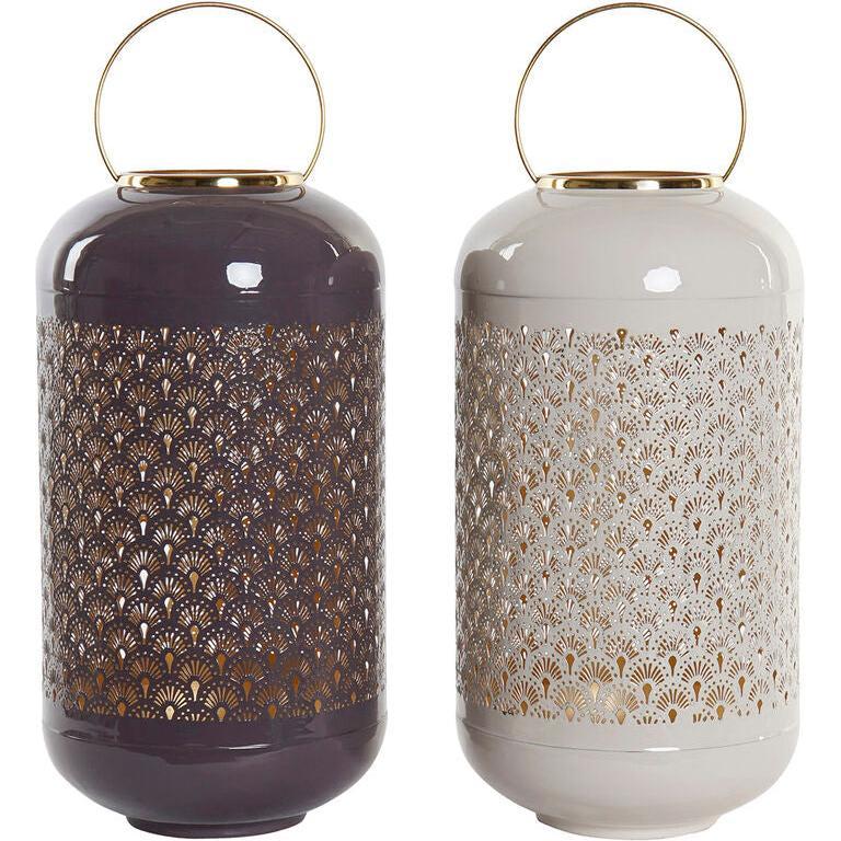 DKD Home Decor, Candeliere, Candleholder Beige Aluminium 24 x 24 x 57 cm Light mauve (2 Units)