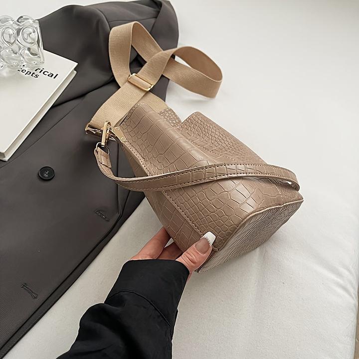 Immagine prodotto Only-Bags.Store Borsa a secchiello con motivo a coccodrillo - Versatile borsa a tracolla e crossbody, repellente