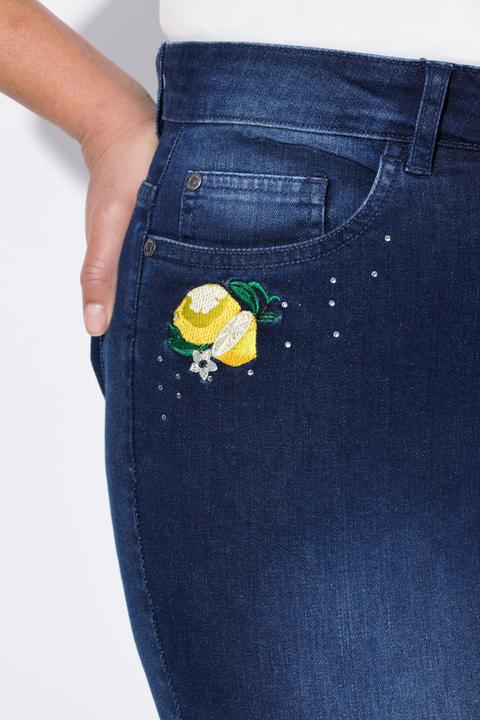 Produktbild Miamoda 3/4-Caprijeans Carrie, Zitronen-Stickerei, Glitzersteinchen (56)