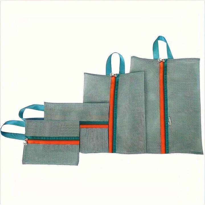 Produktbild Only-Bags.Store 4 Stück Travel Mesh Storage Bags, leichte, vielseitige Organizer, tragbare Netzbeutel