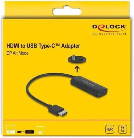 Produktbild Delock Adapter HDMI-A Stecker zu USB Type-C™ Buchse (DP Alt Mode) 8K (HDMI, 16.50 cm)