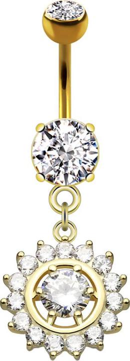 Immagine prodotto Star Piercing Banana placcata oro 14k con ciondolo a forma di corona di cristallo (Ottone, Acciaio chirurgico 316L)