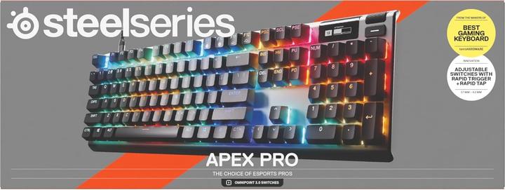 Produktbild SteelSeries | Gaming Keyboard | Apex Pro Gen 3 | Wired | US Layout | Black | USB-C | OmniPoint 3.0 Adjustable Hy (US, Kabelgebunden)