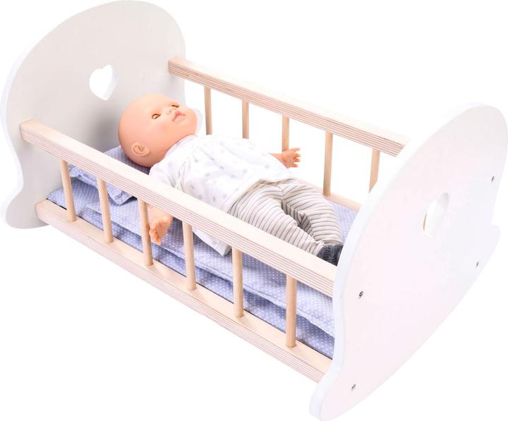 Engelhart Puppenbett Schaukelwiege, Grau/Weiss