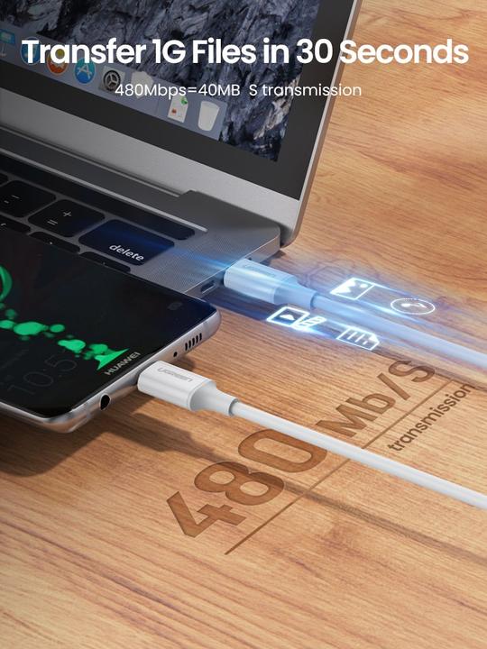 Produktbild Ugreen USB-C 2.0 zu USB-C 2.0 3A Datenkabel (2 m, USB 2.0, 60 W)