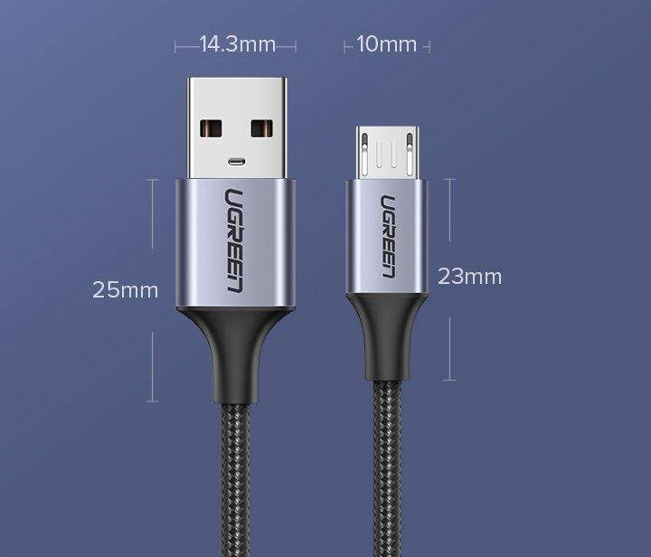 Actual product image Ugreen Micro USB to USB-A 2.0 Cable (1 m, USB 2.0, 18 W)