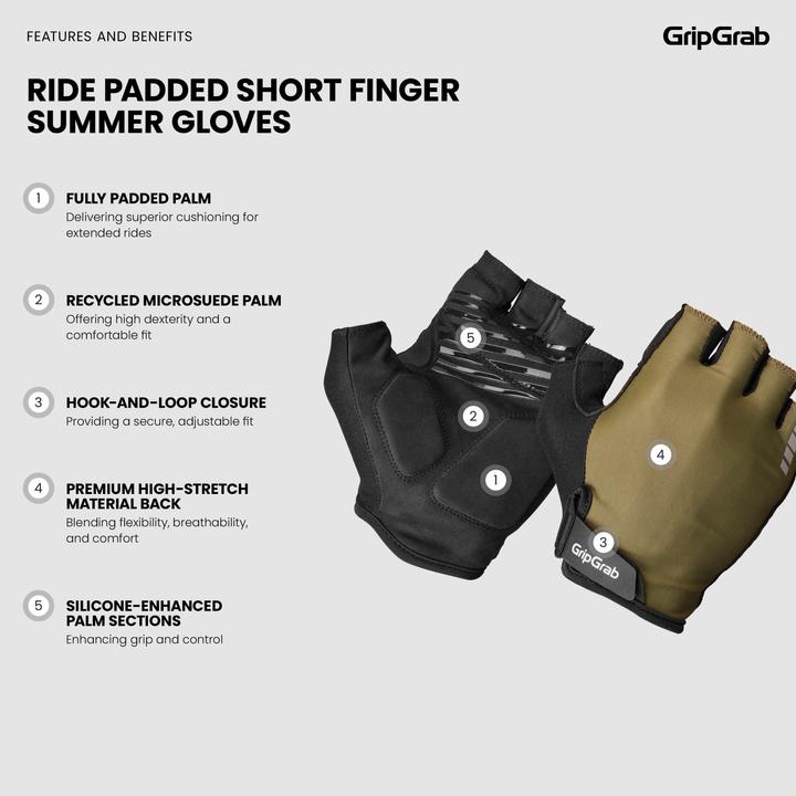 Produktbild GripGrab RIDE Padded Short Finger Summer Gloves (XXL)