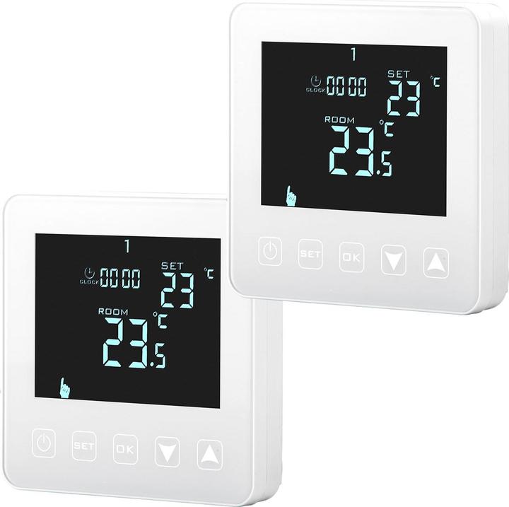 Produktbild Casativo Wand Thermostat für Fussbodenheizung, Touch-Tasten, LCD-Display, programmierbar, 2er-Set