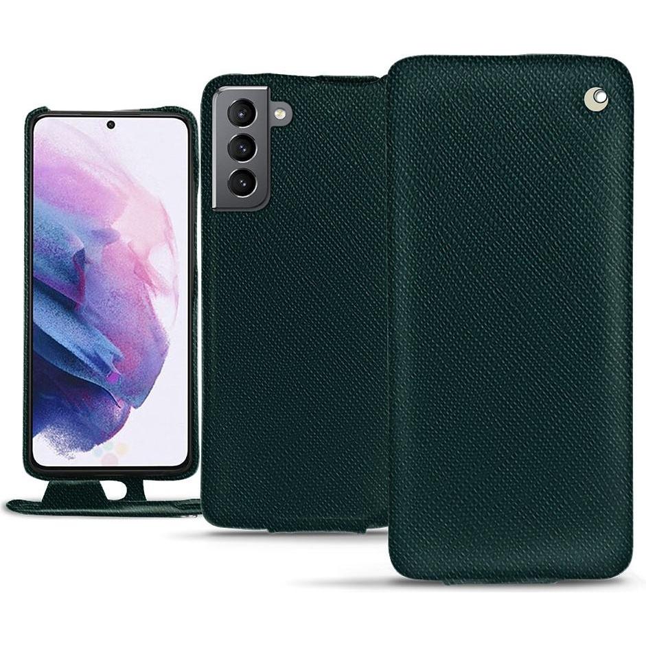 Noreve Lederschutzhülle vertikal (Samsung Galaxy S21), Smartphone Hülle, Grün