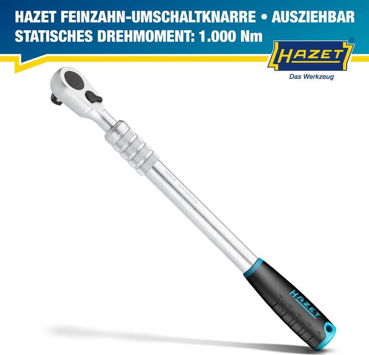 Actual product image HAZET HiPer fine-tooth reversible ratchet ∙ extendable 916HPLG ∙ Square, solid 12.5 mm (1/2 inch) ∙… (1/2")