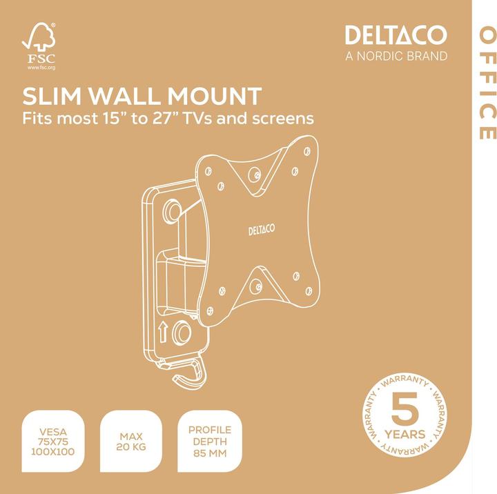Produktbild Deltaco Televizoriaus sieninis laikiklis OFFICE, modulinis, viso judesdesio / ARM-0371 (Wand, 20 kg, 13" - 27")