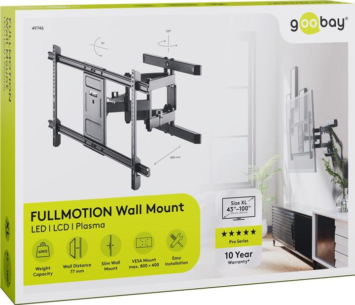 Actual product image Goobay Fullmotion Pro (Wall, 60 kg, 43" - 100")