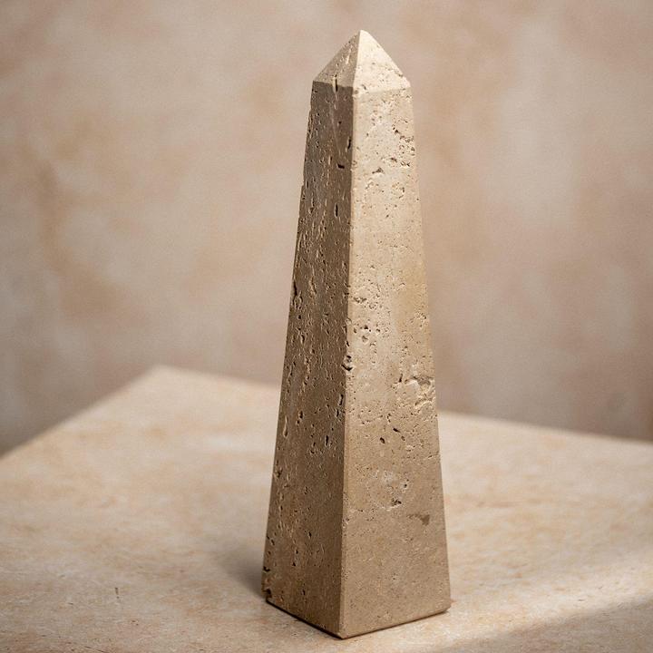 Actual product image Hestia Travertine Obelisk - 30cm