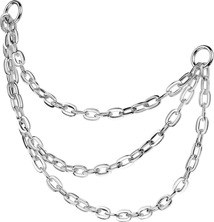 Immagine prodotto Star Piercing Catena di collegamento Basic argento tre catene (senza ottone, Titanio G23)