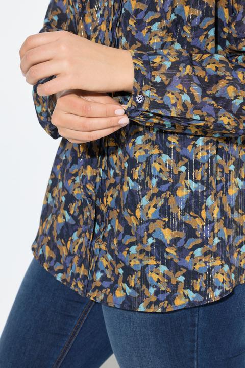 Produktbild Ulla Popken Bluse, Metallic-Linien, A-Linie, Rundhals, Langarm (62)