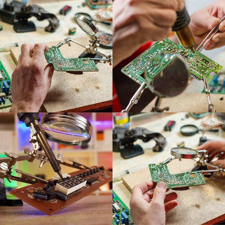 Actual product image InLine Third hand with magnifying glass