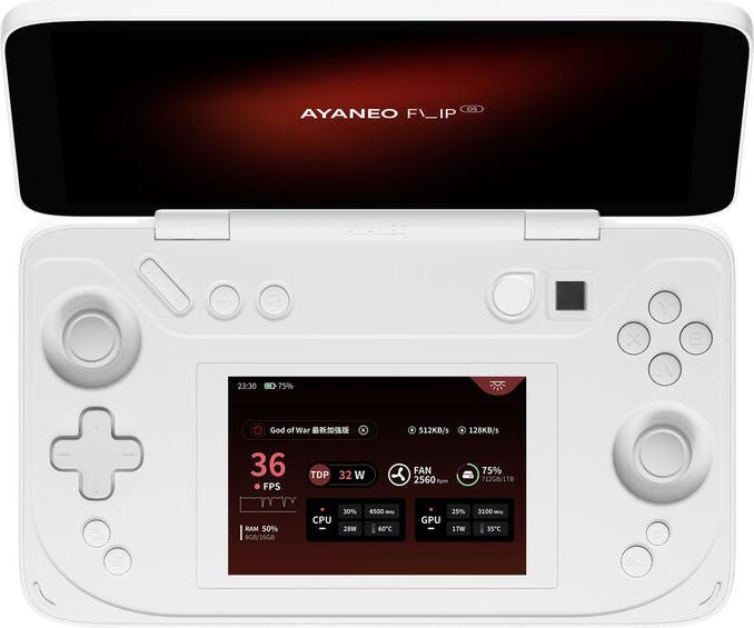 Ayaneo Flip DS Handheld Konsole – AMD Ryzen 8840U, 16 GB LPDDR5X, 512 GB SSD, Milky White