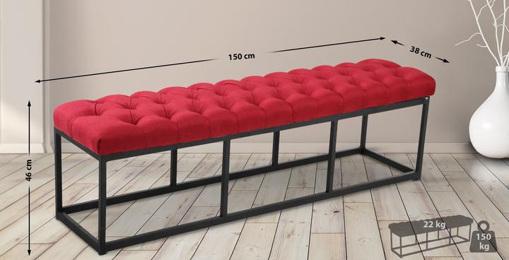 Actual product image Swisshandel24 Bench Amun Fabric Black 150 cm, red (150 cm)
