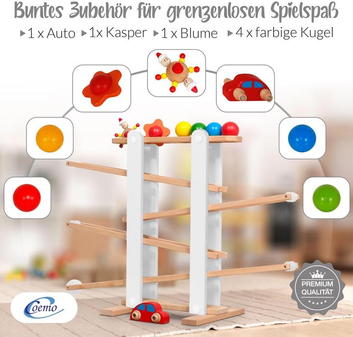 Produktbild Coemo Kugelbahn mit Auto, Blume, Kasper und Kugeln