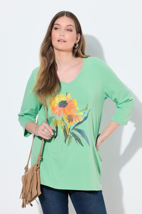 Actual product image Ulla Popken Sunflower Oversized Graphic Tee (62)