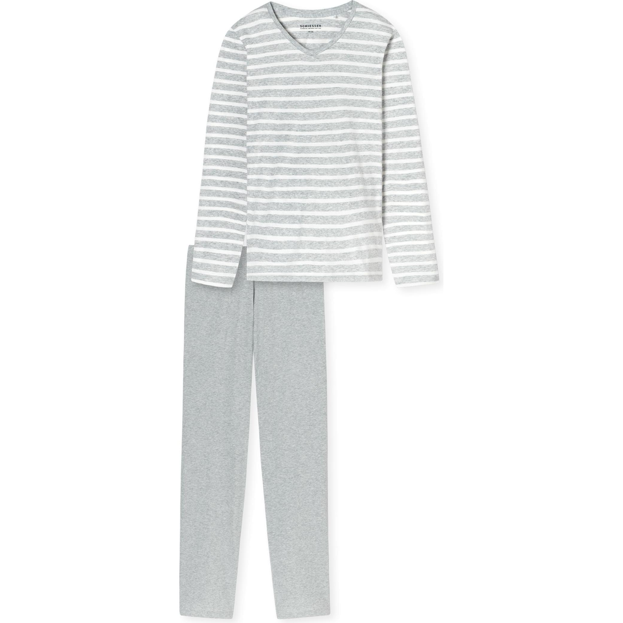Schiesser, Damen, Pyjama, Schlafanzug lang, Grau, (38)