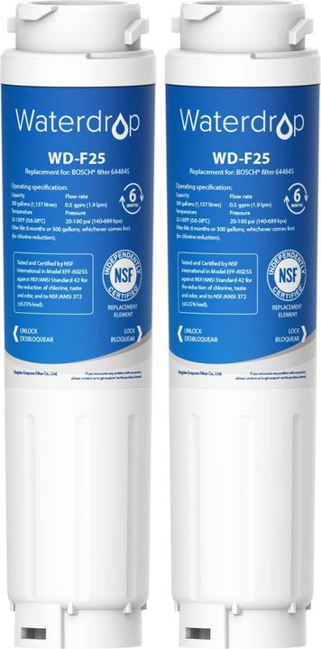 Waterdrop Sostituzione del filtro dell'acqua del frigorifero WD-F25 (2 x)