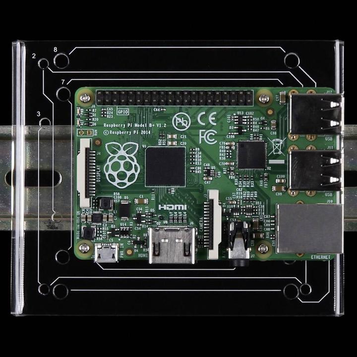 Produktbild Raspberry Pi Pi® Halterung Acryl RB-DIN RAIL Arduino, Banana Pi, Cubieboard,, A, B, B+, pcDuino