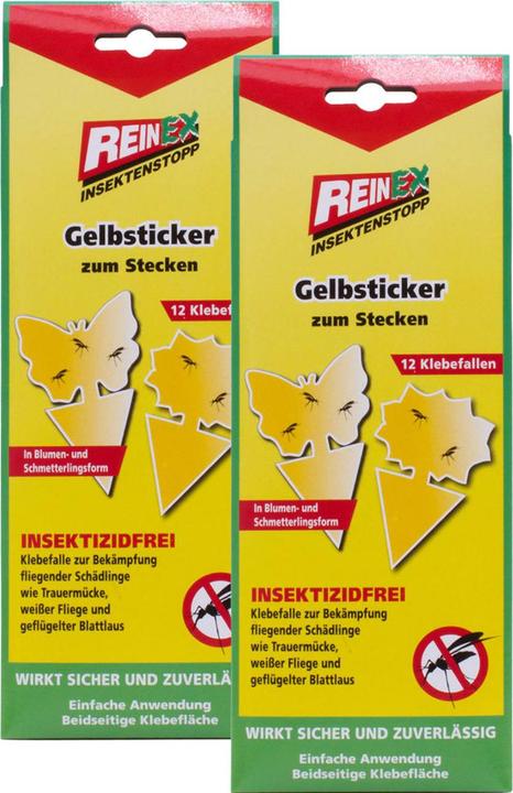 Reinex Insektenstopp Gelb-Sticker, 24er: Effektive Fliegenfalle für Zimmerpflanzen