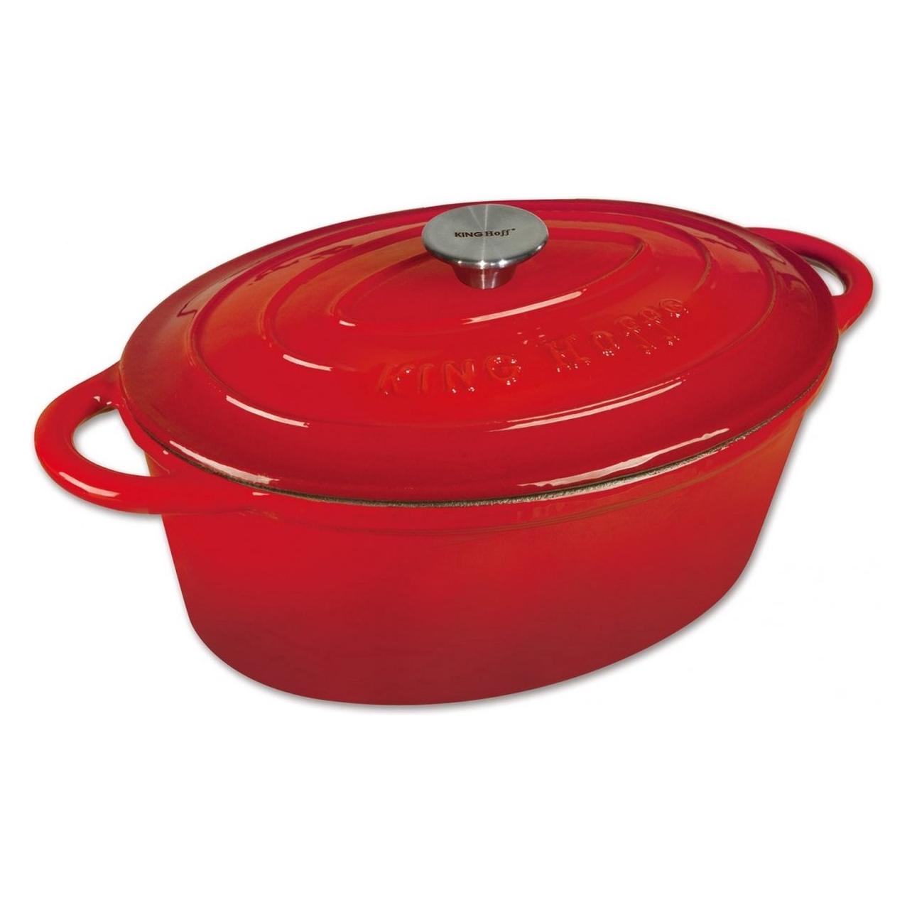 Kinghoff Geëmailleerde Ijzeren Friteuse 30cm Kh-1530, Pan + Steelpan, Rood