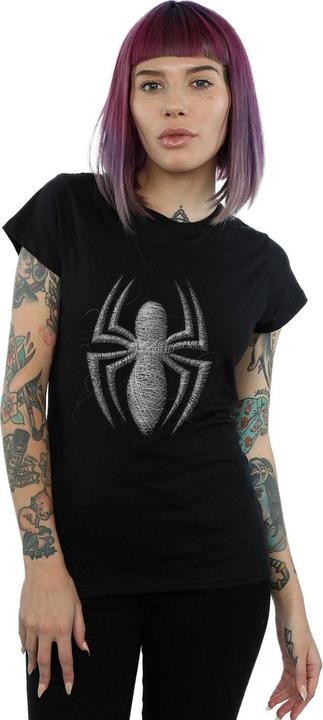 Actual product image Womens/Ladies Spider-Man Web Logo Cotton T-Shirt (S)