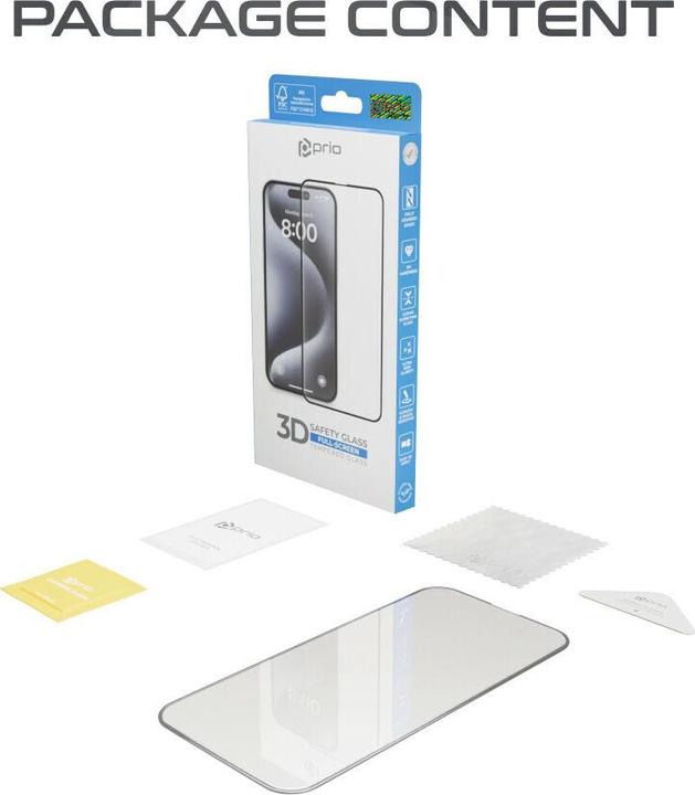 Image du produit prio Protection d'écran en verre blindé 3D (1 pcs, Apple iPhone 16e)
