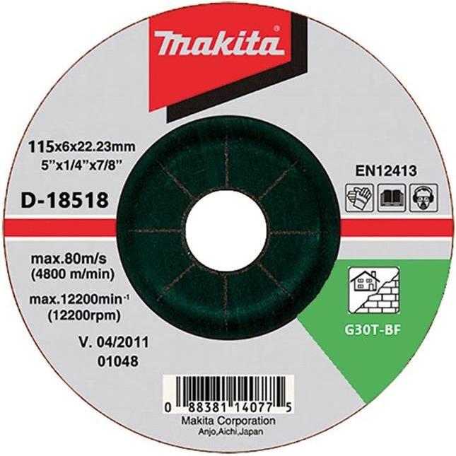 Makita, Schleifmittel, GRINDING DISC STONE 125X6X22.23MMD-18518
