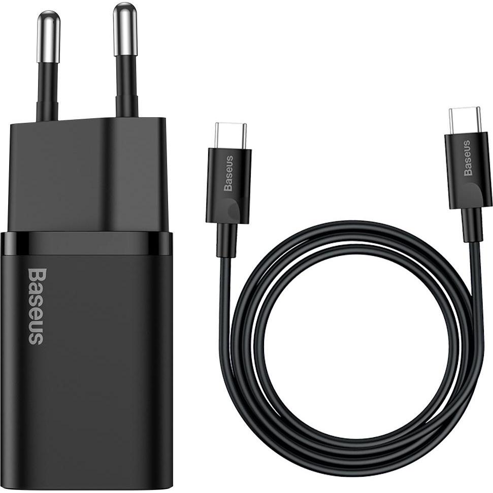 Baseus Super Si Set Quick Charger (25 W), USB Ladegerät, Schwarz