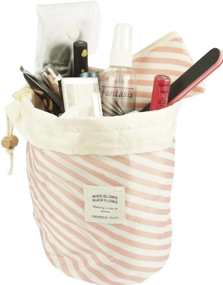 Immagine prodotto Borsa da viaggio beauty, rosa/bianco a righe, vuota