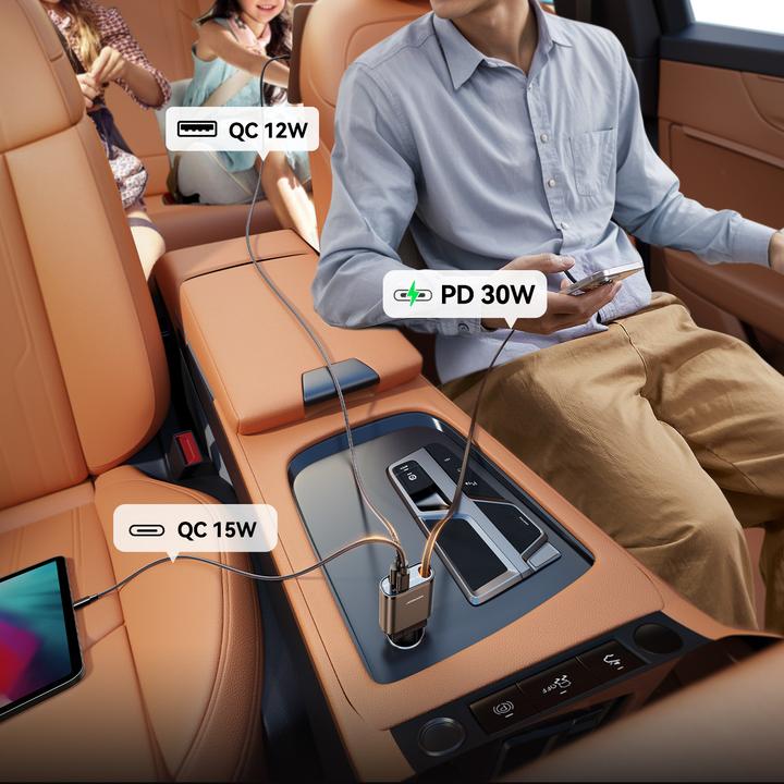 Actual product image Joyroom 3-in-1 Car Charger with Retractable USB-C Cable