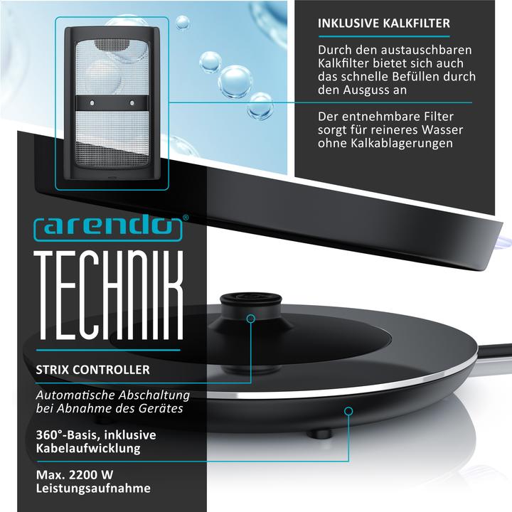 Actual product image Arendo Kettle 1.7 l, 2200 W, stainless steel, retro style vintage, overheat & dry boil protection, copper (1.70 l)